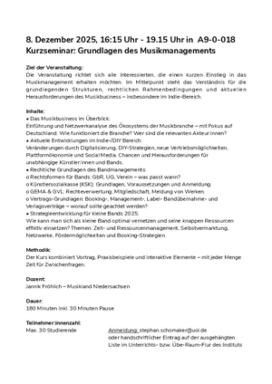 Grundlagen des Musikmanagements