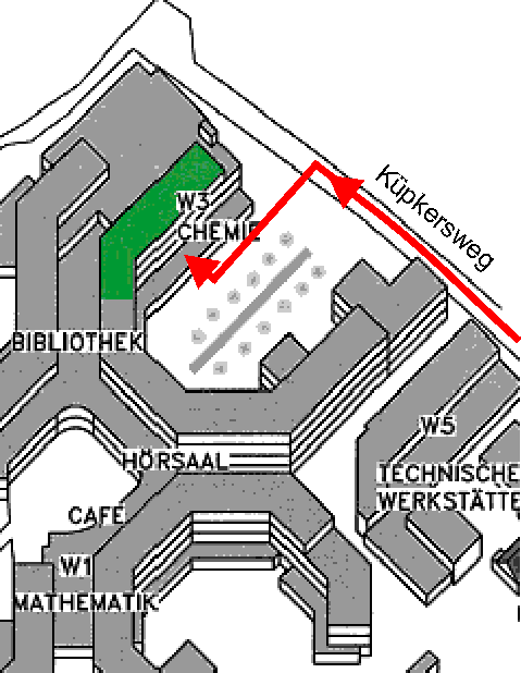 parcel de 2 Schema: Fahrthinweise zur direkten Anlieferung in den Laborbereich