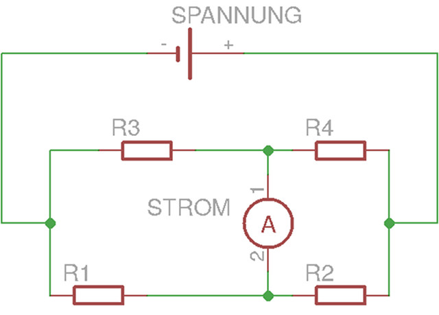 Schaltplan der Messbrückenschaltung.