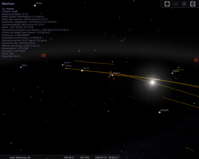 Screenshot der verwendeten Astronomie-Software Screenshot der verwendeten Astronomie-Software