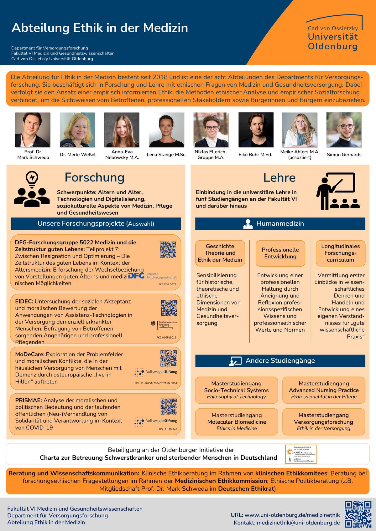Das Poster stellt die Mitarbeitenden der Abteilung sowie die Arbeitsfelder der Abteilung in Forschung und Lehre vor.