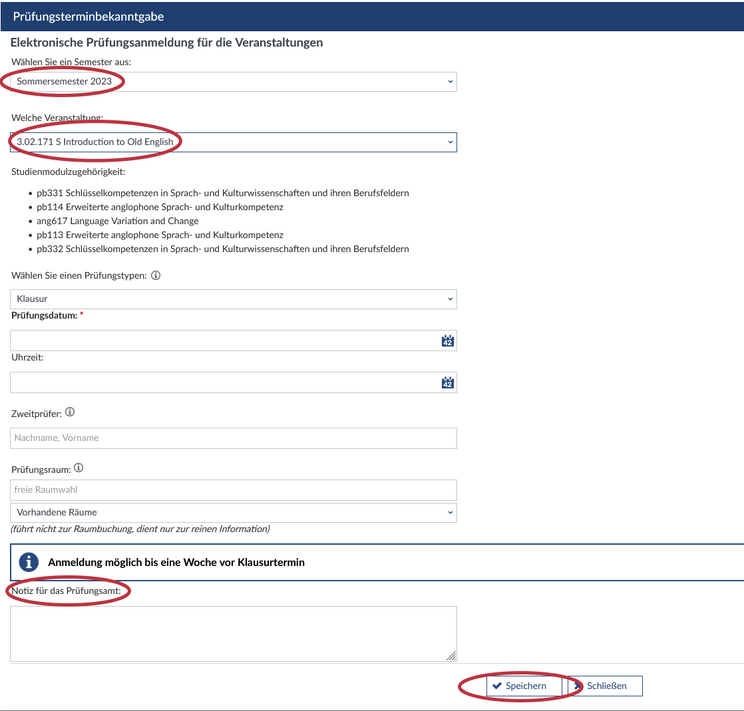 Screenshot UOL StudIP Prüfungsterminbekanntgabe