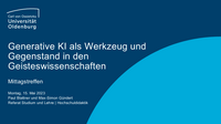 Folie Generative KI als Werkzeug und Gegenstand in den Geisteswissenschaften