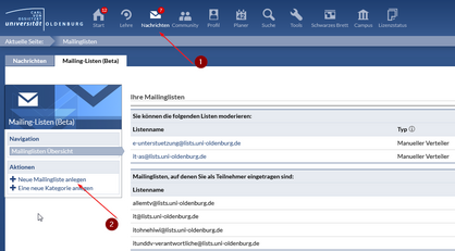 Mailinglisten inStud.IP