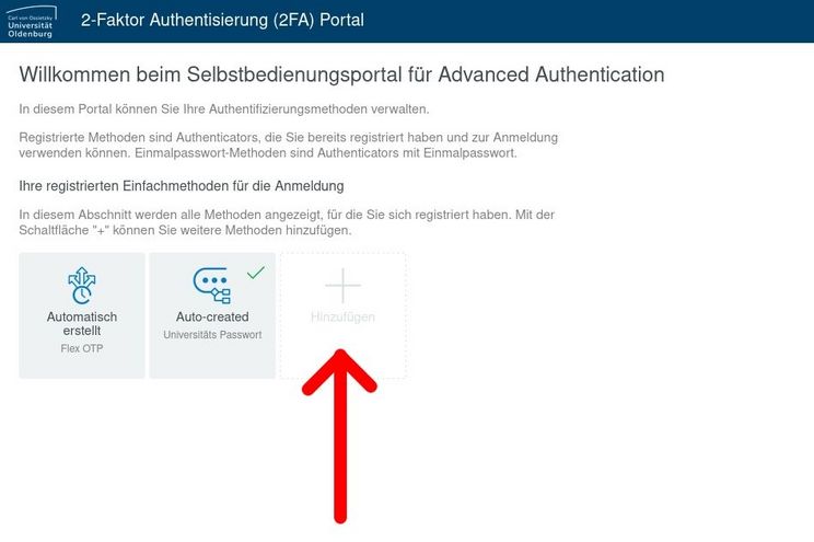 Step 2: Select authentication method for registration