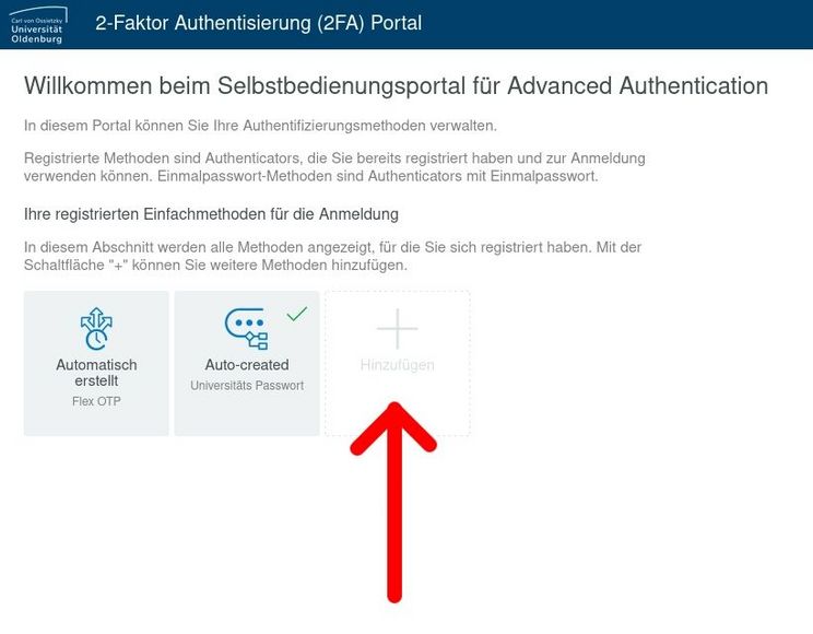 Schritt 2: Authentisierungsmethode zur Registrierung wählen