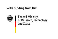 englischsprachiges Logo vom BMFTR "With funding from the Federal Ministry of Research, Technology and Space"