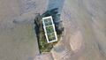 View from above on one of the artifical islands located on the tidals flats off the island of Spiekeroog, East Frisian Wadden Sea. von oben auf eine der künstlichen Inseln im Rückseitenwatt von Spiekeroog.
