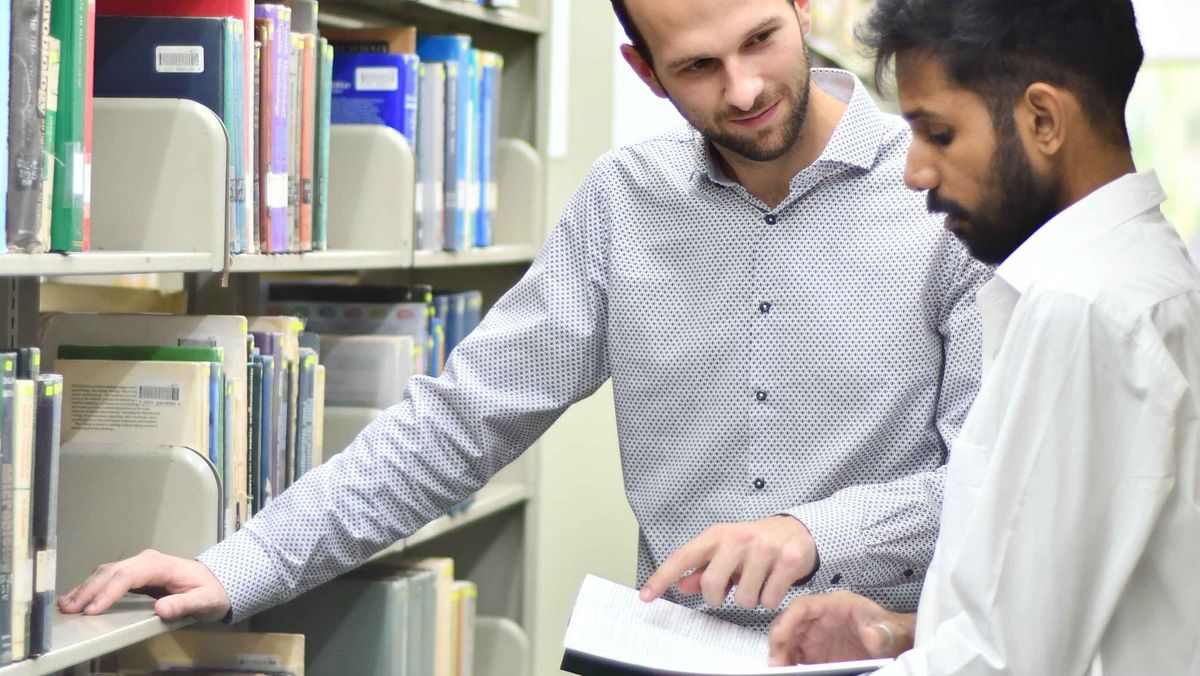 Students in the library