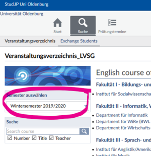 Desktop-Ansicht des Veranstaltungsverzeichnisses
