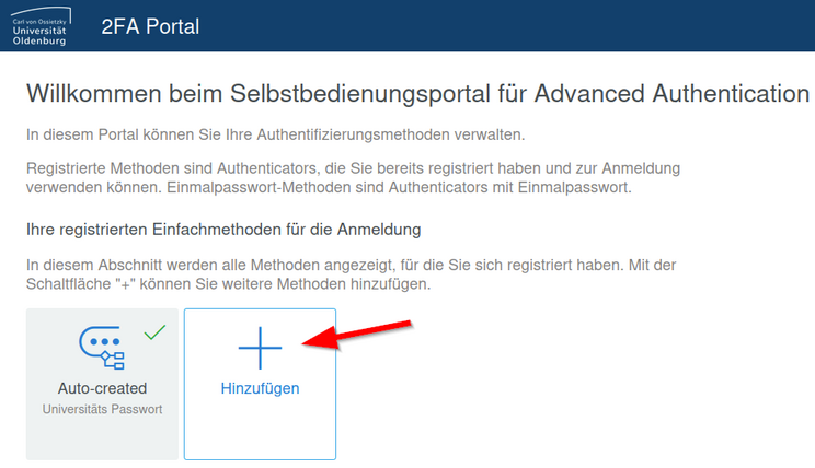 Schritt 2: Authentisierungsmethode zur Registrierung wählen