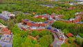 Aerial view of the university buildings on the Wechloy campus.