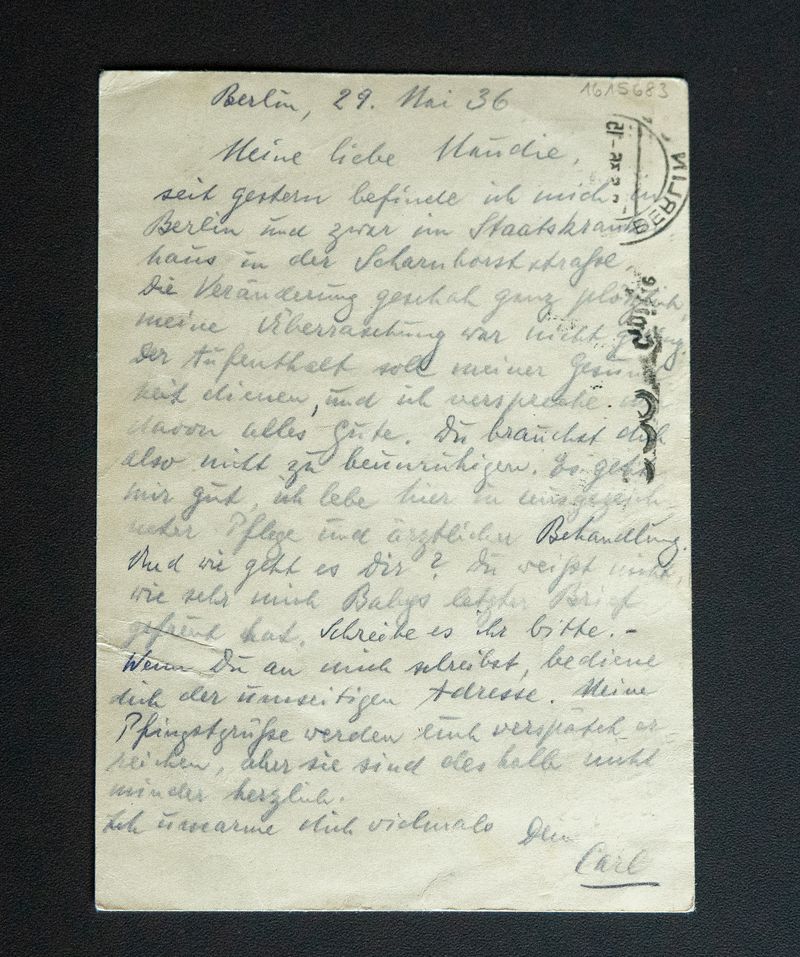 Rückseite der Postkarte mit Text