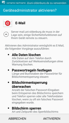 Bild Android 9.1 Kontooptionen
