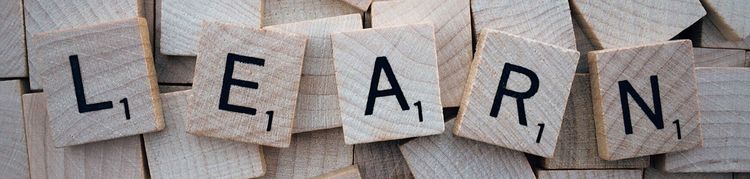 Learn Mit Spielsteinen ist das Wort "Learn" gelegt worden.