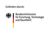 Logo vom BMFTR, auf dem steht "Gefördert durch: Bundesministerium für Forschung, Technologie und Raumfahrt"
