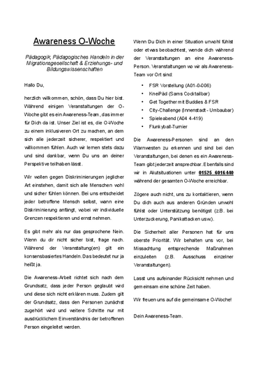 Awareness O-Woche (Lang)
