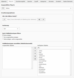 Bearbeitungsansicht des BibTeX-Plugins