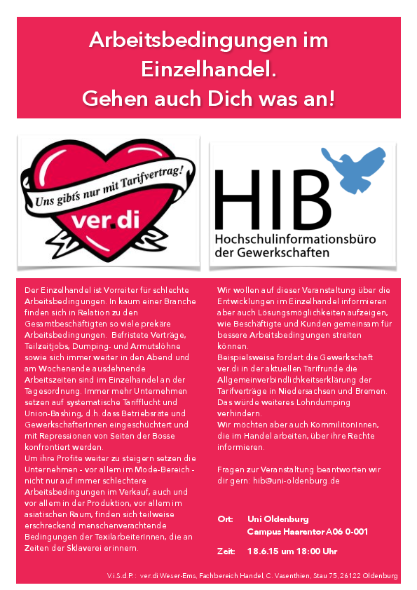 Arbeitsbedingungen im Einzelhandel. Gehen auch dich was an!