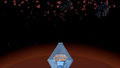 Graphic representation: The space telescope hovers above the Earth, whose infrared radiation is indicated as a red glow. There are a few larger asteroids in space and many smaller ones in between, which have a reddish glow and are therefore brighter than the large asteroids.