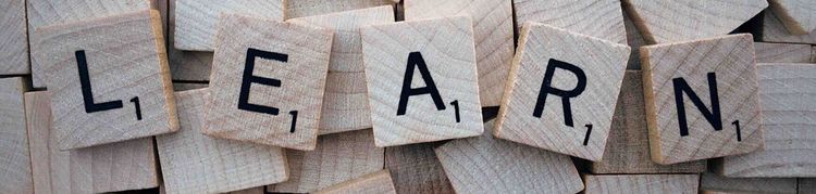 Learn Wooden blocks spelling the word "LEARN".