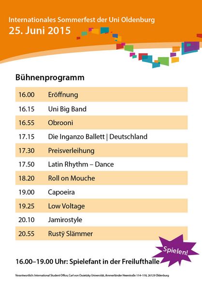 Programm Internationales Sommerfest 2015