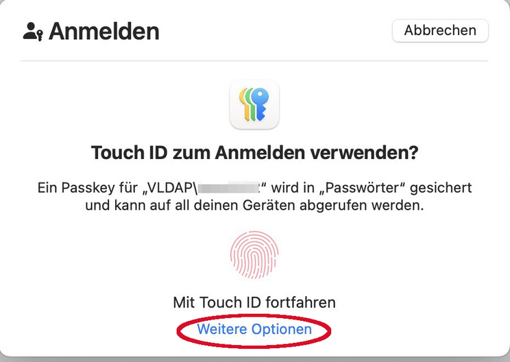 Schritt 6. Apple TouchID Systemdialog