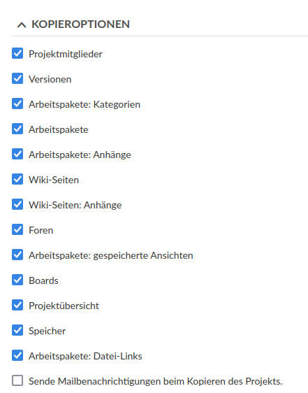 Kopieroptionen für Vorlagen