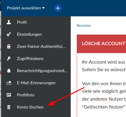 Löschen des eigenen Kontos