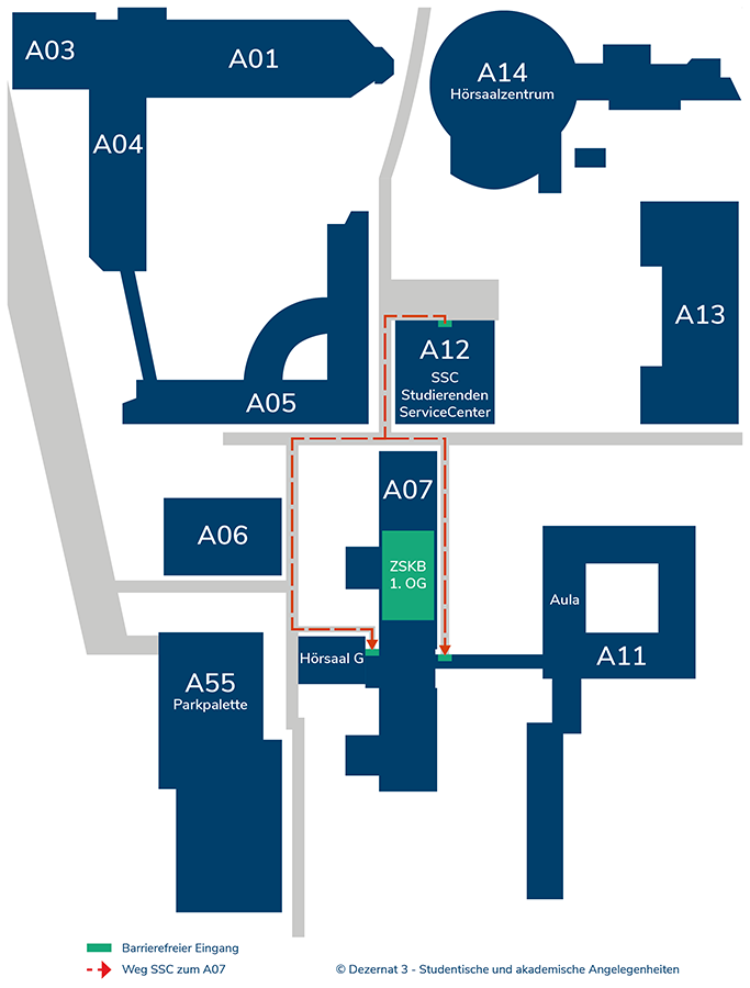 Lageplan SSC und A7 Campus Haarentor