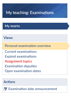 UOL StudIP left navigation My exams Screenshot UOL StudIP left navigation My exams