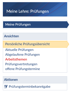 Screenshot UOL StudIP linke Navigation Prüfungen